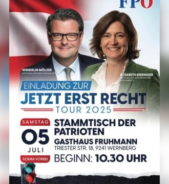 Am Samstagvormittag sind Nationalratsabgeordneter Wendelin Mölzer und EU-Abgeordnete Elisabeth Dieringer mit der „Jetzt erst rec...