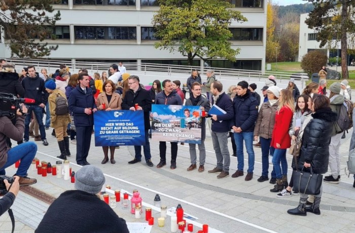 Stiller Protest gegen 2G-Zwang an der Uni Klagenfurt