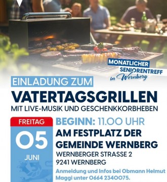 🥳 Am Freitag lädt der Kärntner #Seniorenring Wernberg zum #Vatertagsgrillen
