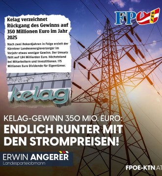 350 Mio. Euro Jahresgewinn bei der KELAG zeigen klar: Die Kärntner zahlen noch immer viel zu hohe Strompreise!⚡