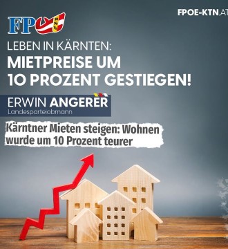🏠 📈Kärnten liegt im Vorjahresvergleich im traurigen Spitzenfeld unter den Bundesländern, denn der Mietpreis ist um 10% gestiegen...